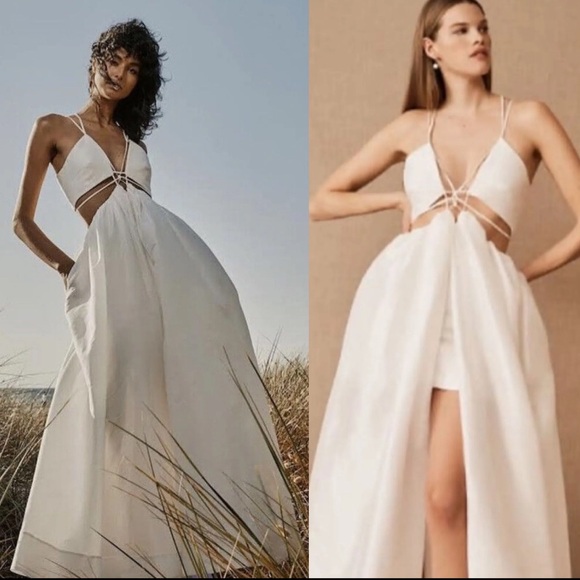 Helen O'Connor Super Nova Modern Strappy Cutouts Voluminous Maxi Dress Gown - Picture 4 of 5